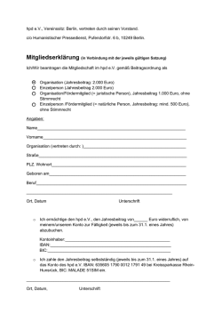 hpd e.V., Vereinssitz: Berlin, vertreten durch seinen Vorstand. c/o