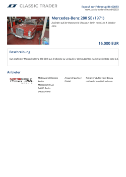 Mercedes-Benz 280 SE (1971) 16.000 EUR