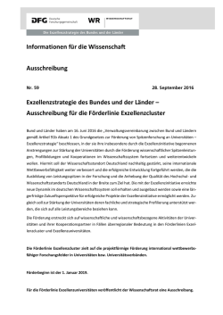 Informationen f&uuml;r die Wissenschaft Ausschreibung