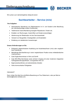 Stellenausschreibung - BECKER Antriebe GmbH