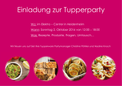 Einladung zur Tupperparty - ElektroCenter Heidenheim GmbH
