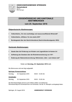 EIDGEN&Ouml;SSISCHE UND KANTONALE ABSTIMMUNGEN