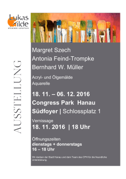 Aktuelle Ausstellung mit Vernissage, Hanau, ab 18.Nov.