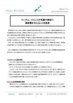 マンダム、ストレスが毛髪や頭皮に 悪影響を与えることを発見
