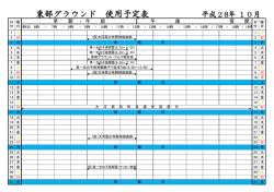 東部グラウンド 使用予定表 平成28年 10月