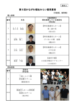 資料2 第5回かながわ福祉みらい賞受賞者