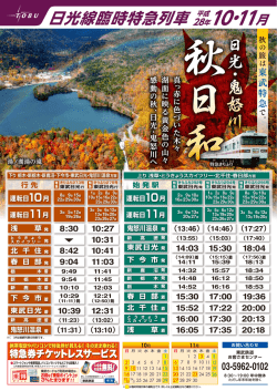 10・11月 日光線臨時特急列車（きりふり）を運転します