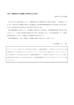 中国：江蘇省徐州の石炭価格 前年度同月比 45%高