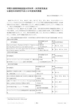 学際大規模情報基盤共同利用・共同研究拠点 公募型共同研究平成28