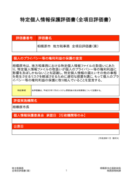 特定個人情報保護評価書（全項目評価書）