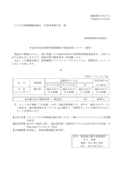 H28年産米放射性物質調査結果（関川村コシヒカリ）