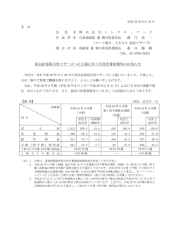 東京証券取引所マザーズへの上場に伴う当社決算情報等のお知らせ