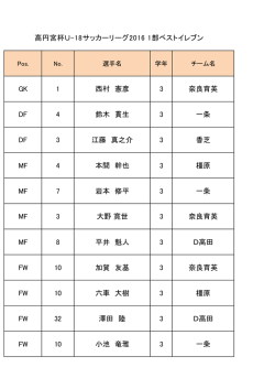GK 1 西村 憲彦 3 奈良育英 DF 4 鈴木 貫生 3 一条 DF 3 江藤 真之介 3