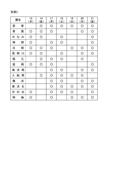 別表2 13 14 17 18 19 20 21 （木） （金） （月） （火） （水） （木） （金） 若 草