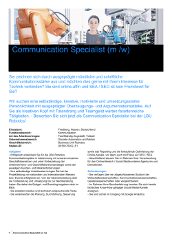 Communication Specialist (m /w)