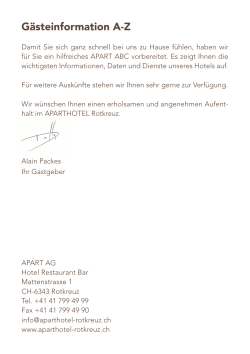 Gästeinformation AZ - APARTHOTEL Rotkreuz