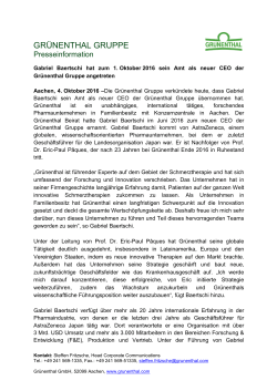 Pressemitteilung Grünenthal GmbH