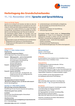 Herbsttagung des Grundschulverbandes 11. / 12. November 2016