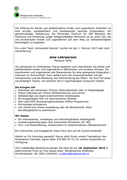 eine Lehrperson - Blindenschule Zollikofen