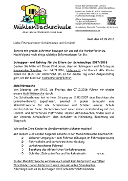 Elternbrief "Herbstferien und Mobilitätswoche" vom 22.09.2016