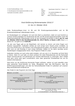 Ersti-Einführung Wintersemester 2016/17 12. bis 13. Oktober 2016