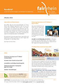 Oktober - fair rhein ∙ Netzwerk des Fairen Handels am Niederrhein