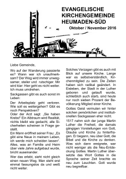 Gemeindebrief Oktober/November 2016