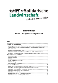 Freihofbrief 8/16 - Solidarische Landwirtschaft