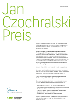 Der Jan-Czochralski-Preis wird zum ersten Mal 2016 ausgelobt