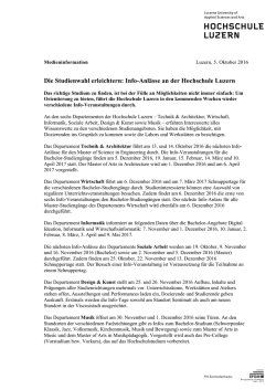 Die Studienwahl erleichtern: Info-Anl&auml;sse an der Hochschule Luzern