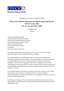 Rede vom Sonderbeauftragten der Bundesregierung für den OSZE