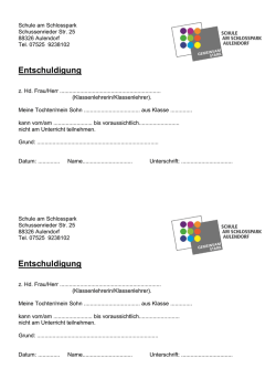 Entschuldigung - Schule am Schlosspark