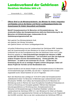 Offener Brief Landesverband der Gehörlosen NRW