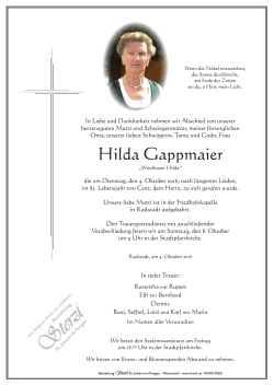 Hilda Gappmaier - Bestattung Sterzl