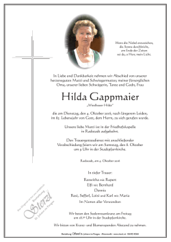 Hilda Gappmaier - Bestattung Sterzl