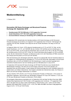 Kennzahlen SIX Swiss Exchange und Structured Products