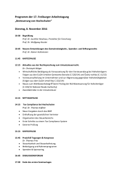 Programm der 17. Freiburger Arbeitstagung