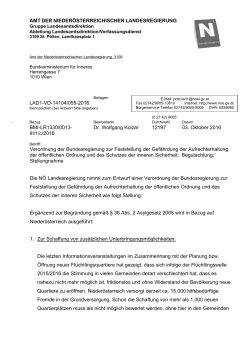 Stellungnahme Amt der NÖ Landesregierung vom 3. Oktober 2016