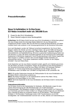 Presseinformation Neue Schaltstation in Schluchsee