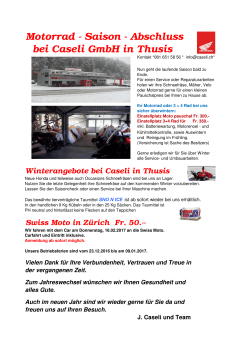 Motorrad - Saison - Abschluss bei Caseli GmbH in Thusis