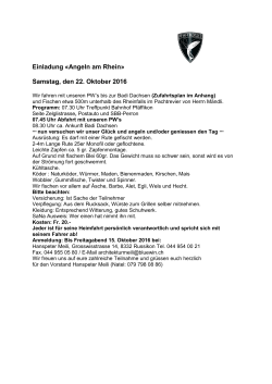 Einladung «Angeln am Rhein» Samstag, den 22. Oktober 2016
