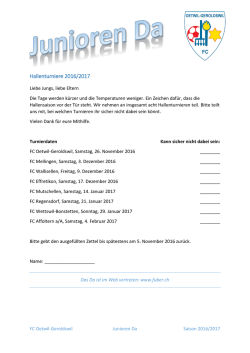 Hallenturniere 2016/2017