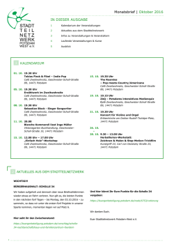 Monatsbrief Oktober 2016 - Stadtteilnetzwerk Potsdam West eV