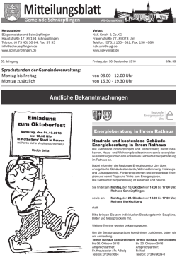Mitteilungsblatt Nr. 39 vom 30.09.2016