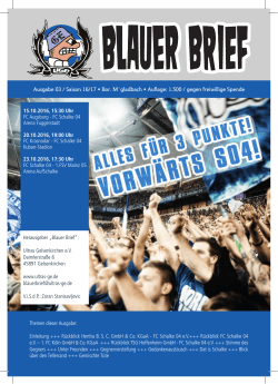 Herausgeber „Blauer Brief“: Ultras Gelsenkirchen e.V. Daimlerstraße