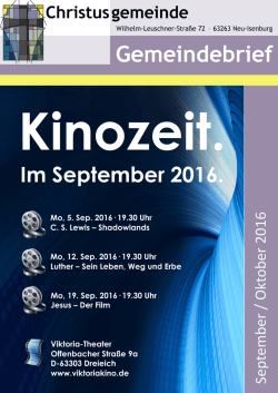 Im September 2016. - Christusgemeinde Neu