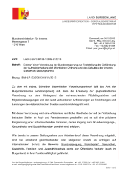 Stellungnahme Land Burgenland vom 4. Oktober 2016