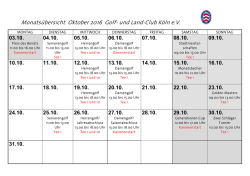 Monatsübersicht Oktober 2016 Golf- und Land