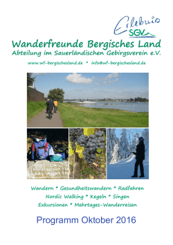 Programm Oktober 2016 - Wanderfreunde Bergisches Land