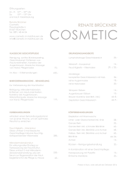 aktuelle Preisliste - Cosmetic in Haidhausen